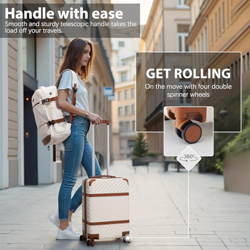 Coolife PC Hardshell Luggage, TSA Lock, Spinner, 3-Piece Set with Backpack - color: Navy, size: 3 piece set (BP/TB/20)