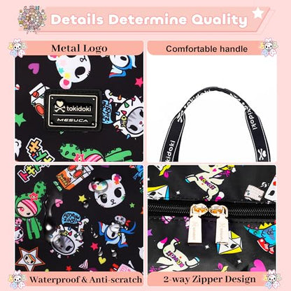 tokidoki Travel Duffle Bag, Weekender with Shoe Compartment Toiletry Bag | many compartments: laptop sleeve, wet-dry pocket, trolley sleeve. Includes toiletry bag. Carry-on. - color: black, size: 40L