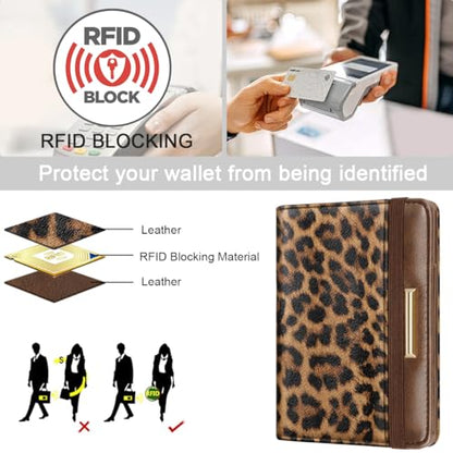 Coco Rossi Passport Holder for Travel Women Slim RFID Passport Cover Wallet - color: Leopard