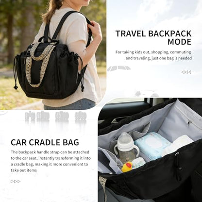 Multifunctional Travel Organizer Bag Convertible Backpack Crossbody and Shoulder Bag Beach Tote with Large Storage and Elastic Straps for Women