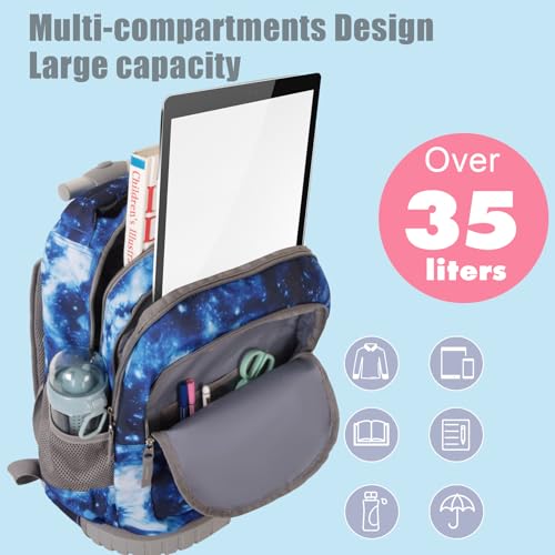 Tilami Rolling Backpack for Boys and Girls,Hello dino - color: Galaxy Blue