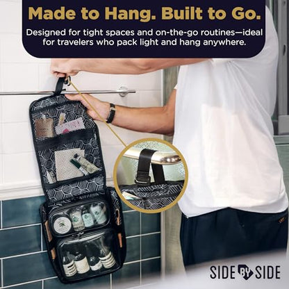 SIDE BY SIDE Hanging Toiletry Bag for Men, Travel Dopp Kit & Shaving Kit