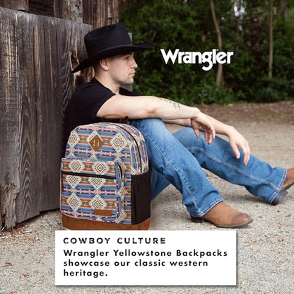 Wrangler Yellowstone Sturdy Backpack, Water-Resistant Casual Travel Daypack - color: Tan