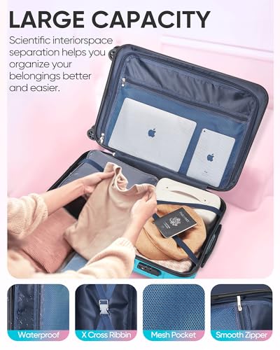 Large Checked Luggage Hardside Suitcase with Spinner Wheels, 27in - color: Candy, size: L(27In)