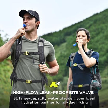 N NEVO RHINO Hydration Backpack, 18L Hiking Backpack with 3L Water Bladder - color: Black