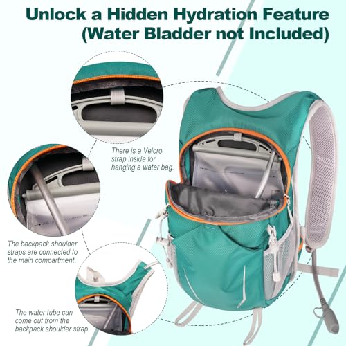 10L Small Hiking Backpack for Men Women, Lightweight Hiking Daypack - color: Green