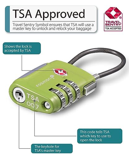 Fosmon TSA Approved Luggage Locks, Cable Suitcase Travel Lock, 3 Digit Long Shackle Combination Padlock, Wire Lock for Gym Locker, Backpack Anti Theft - style: 4 Pack - Multicolor