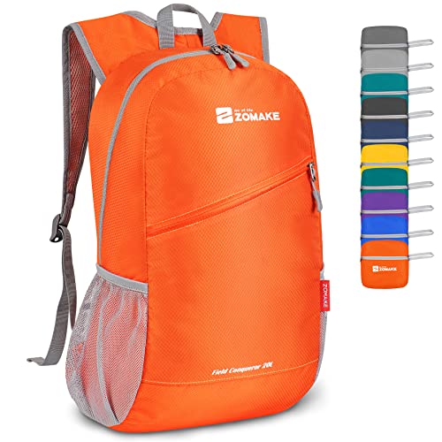 ZOMAKE Lightweight Packable Backpack 20L, Foldable Small Daypack for Hiking - color: Orange