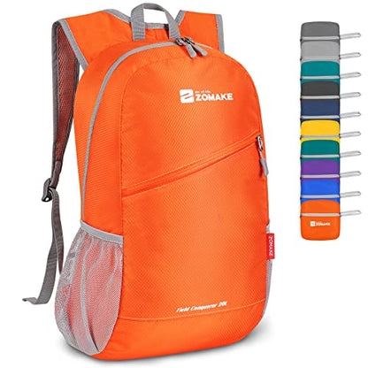 ZOMAKE Lightweight Packable Backpack 20L, Foldable Small Daypack for Hiking - color: Orange