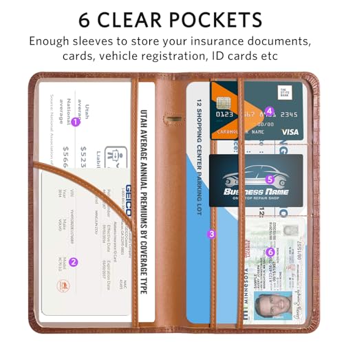 CoBak Car Registration and Insurance Holder - color: L-Crocodile Brown