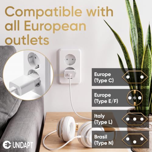 Unidapt US to Europe Travel Plug Adapter, Type C Pin Converter, 2-Pack