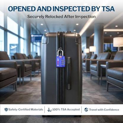 Forge TSA Locks 2 Pack - Open Alert Indicator, Alloy Body and Hardened Steel Shackle with Re-settable 3-Digit Combination - color: Blue 2Pk