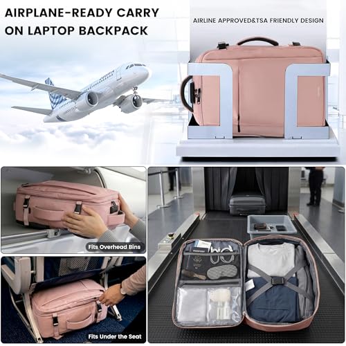 TANTOMI Travel Backpack for Women, Laptop Bag，31L Carry on Backpack - color: Pink, size: X-Large