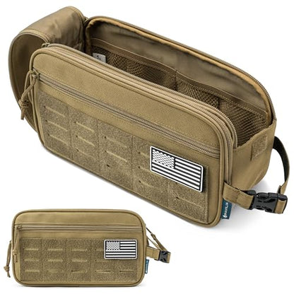 PAVILIA Tactical Toiletry Bag Men, Water Resistant Molle Military, Tan XL - color: Tan, size: Extra Large