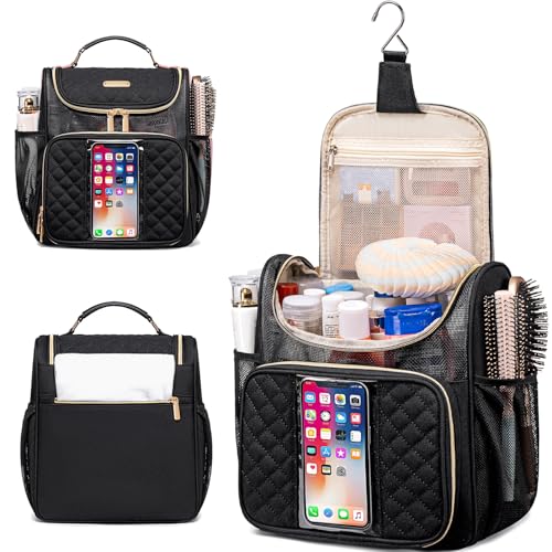 Otevan Large Toiletry Bag for Women Men,Quick Dry Hanging Toiletry Bag - color: Black