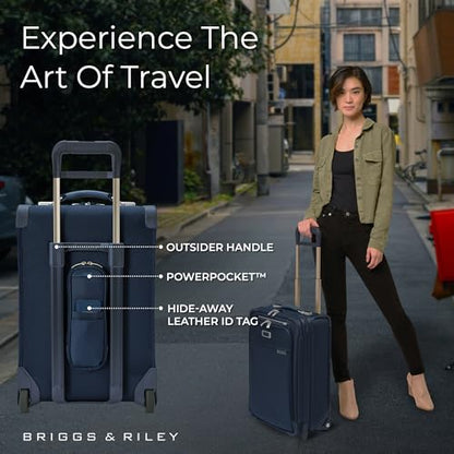 Briggs & Riley Baseline Essential 2-Wheel Softside Carry-On, Navy - color: Navy, size: 22" Carry-On