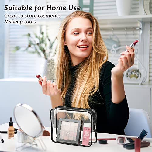 3pcs Crystal Clear Cosmetic Bags TSA Approved Travel Makeup Toiletry Bag - color: 3pcs Black-1 large, 1 medium, 1 small, size: 1 large, 1 medium, 1 small