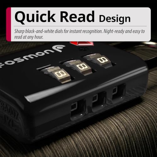 Fosmon TSA Approved Luggage Locks, 3 Digit Combination, 6 Pack Black - color: 3 Digit Black 6 Pack
