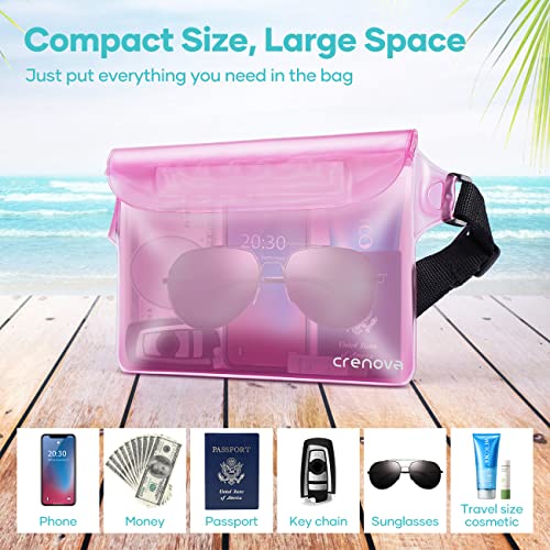 Waterproof Bag Fanny Packs for Women, Floating Beach Bags 2PCS - color: Pink & Clear