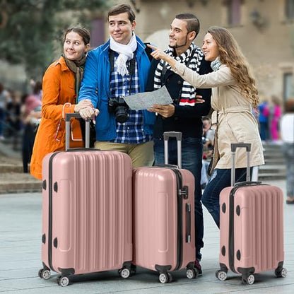 Karl home Luggage Set of 3 Hardside Suitcase Sets-Light Pink(16/20/24/28) - color: Light Pink, size: 3 Piece Set
