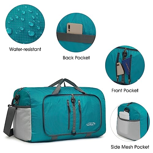 G4Free 40L Foldable Carry-on Travel Duffle Bag Packable Sports Gym Bag - color: Teal Blue
