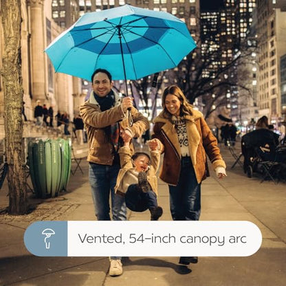 ShedRain Vortex Windproof Compact Travel Umbrella, Auto Open Close - color: Vex Black 54"Arc