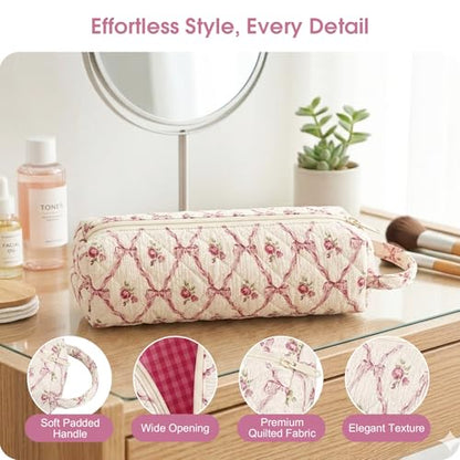 Bow Floral Hair Tools Bag Compatible with Dyson Airwrap Shark FlexStyle - color: Bow & Floral Print