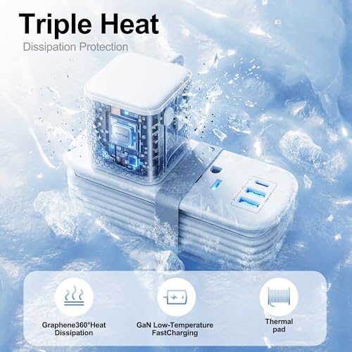 VYLEE Universal Travel Adapter with 6FT Extension Cord - color: White