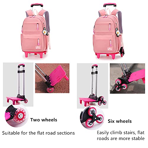 Kids Rolling Backpack with Wheels, Wheeled School Backpack for Girls Boys - color: A-black Two Wheels, size: Two Wheels