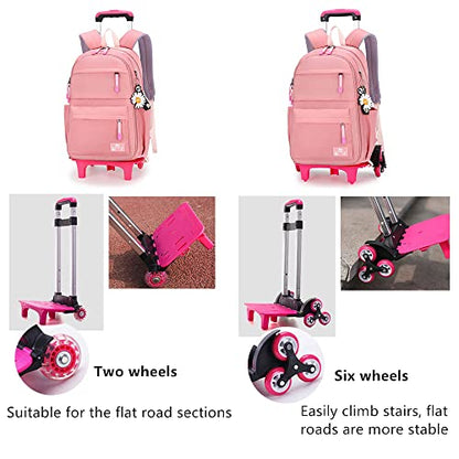 Kids Rolling Backpack with Wheels, Wheeled School Backpack for Girls Boys - color: A-black Two Wheels, size: Two Wheels