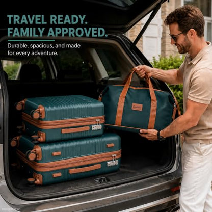 CONCEPTEN Luggage Sets 5 Piece, ABS+PC Hardshell Suitcases with Wheels - color: Teal, size: 5 Piece Sets (20/24/28/Db/Tb)