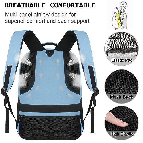 Volher Laptop Backpack,Business Travel Anti Theft Slim College Backpack - color: Pale Blue, size: 15.6 Inch, style: Laptop