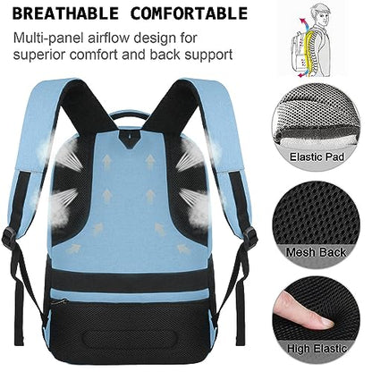 Volher Laptop Backpack,Business Travel Anti Theft Slim College Backpack - color: Pale Blue, size: 15.6 Inch, style: Laptop