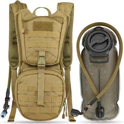 MARCHWAY Tactical Molle Hydration Pack Backpack with 3L TPU Water Bladder, Military Daypack for Cycling, Hiking, Running, Climbing, Hunting, Biking - color: Tan