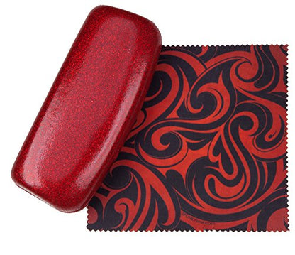 SPUNKYsoul Eye Glasses Case Girl Sparkle Smooth Glitter Hard Shell Eyeglass for Women - color: Red, size: Large