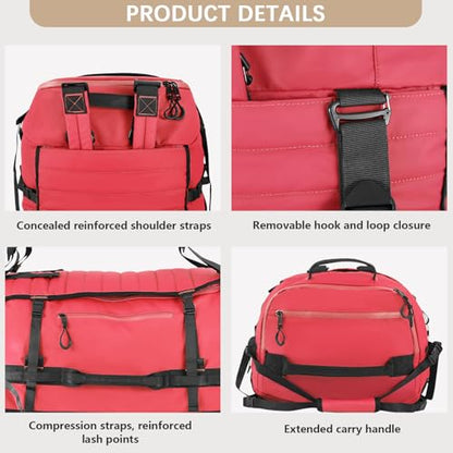 Vomgomfom 86L Collapsible Wheeled Duffle Bag Waterproof, Red - color: Red