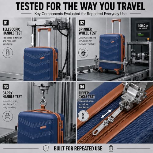 CONCEPTEN Luggage Sets 5 Piece, Expandable Hardside Suitcase with Spinner Wheels, 20/24/28 inch Travel Luggage Set, Lightweight Carry On with TSA Lock (Dark Blue) - color: Dark Blue, size: 5 Piece