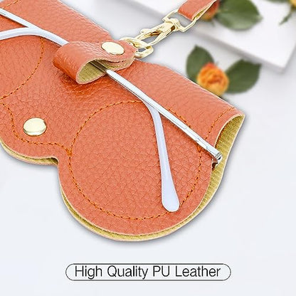 PERFECTSIGHT Hard Shell Eyeglasses Case, Kawaii Protective Glasses Case for Kids, Cute Eyeglass Case for Women Men Girls - color: Brown+orange