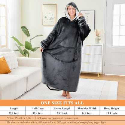 Moinlizy Oversized Wearable Blanket Hoodie for Women Men - color: Dark Grey