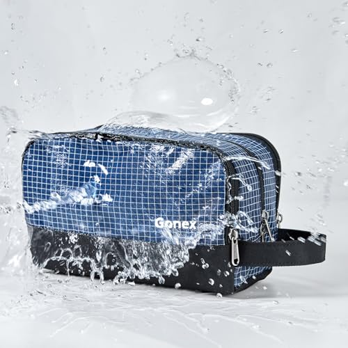 Gonex Travel Toiletry Bag for Men, Water Resistant Dopp Kit for Toiletries - color: Check Patten (Navy Blue)