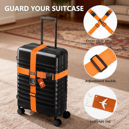 BILIONE Cross Luggage Straps and Luggage Tags Set (Blue)