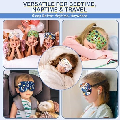 Kids Silk Sleep Mask, 100% Mulberry Silk Eye Mask with Adjustable Strap - color: Space Style