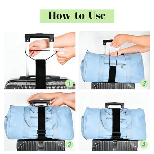 2 Pack Multi Use Strong Adjustable Luggage Connector Straps for Suitcases - color: Black