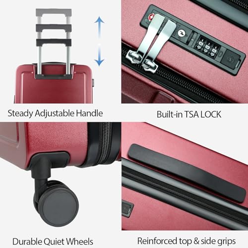 KROSER 20 Inch Airline Approved Carry On Luggage, Top Opening Suitcase - color: Burgundy