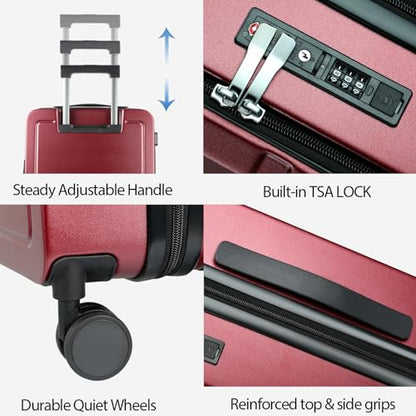 KROSER 20 Inch Airline Approved Carry On Luggage, Top Opening Suitcase - color: Burgundy