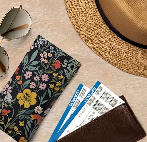 Eyeglasses Sunglasses Case PU Soft Squeeze Top Glasses Pouch for Women Floral Pattern Portable Anti Scratch - color: Wildflowers