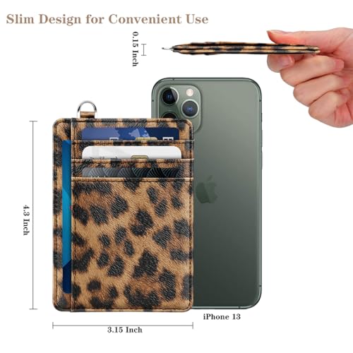 Coco Rossi Slim Front Pocket Wallet Leopard Credit Card Holder Women - color: A Leopard