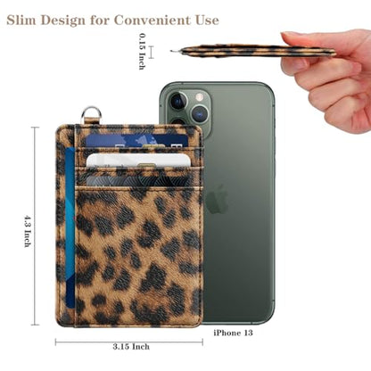Coco Rossi Slim Front Pocket Wallet Leopard Credit Card Holder Women - color: A Leopard