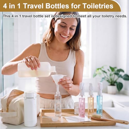 Domensi 2 Pack 4 in 1 Travel Dispenser, White - color: White