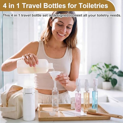 Domensi 2 Pack 4 in 1 Travel Dispenser, White - color: White